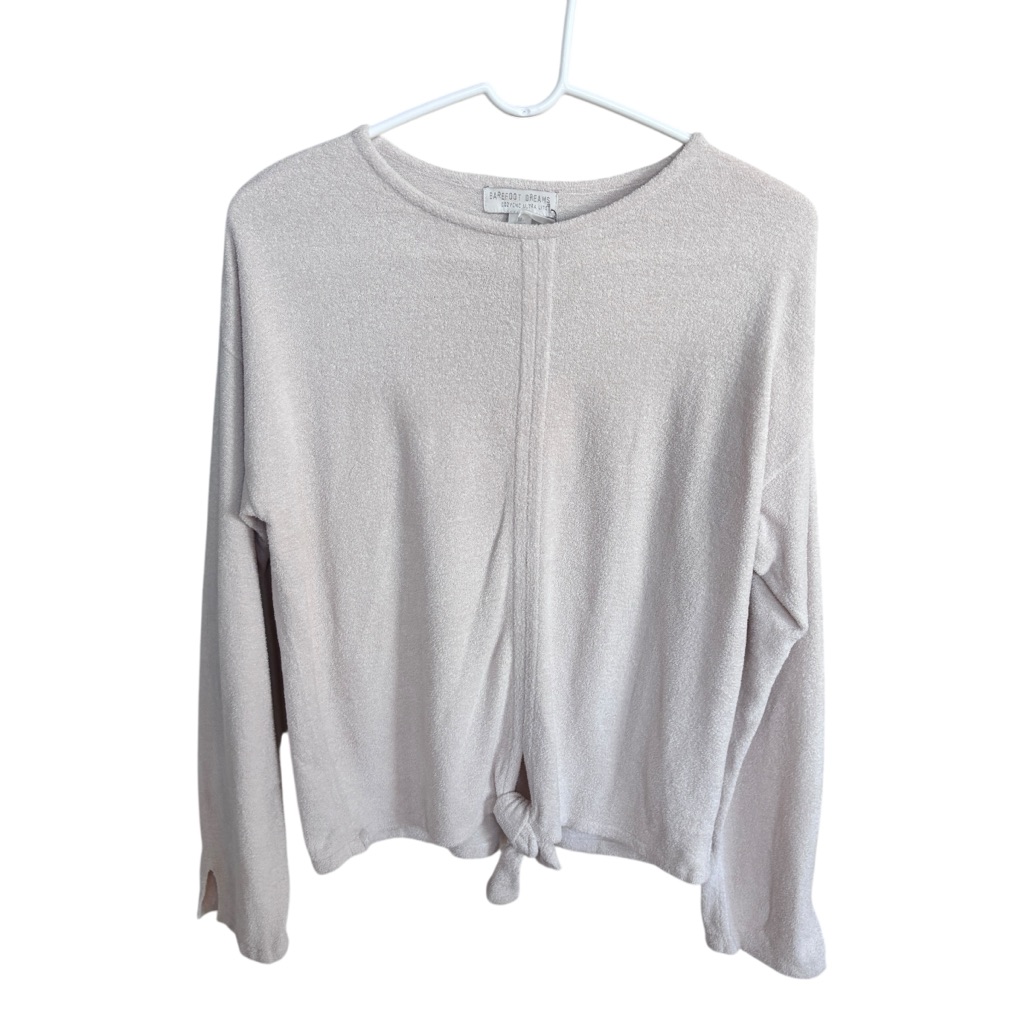 Barefoot Dreams Nwt! Cozychic Ultra Lite Tie Front Top Sweater Sand Dune Sz M